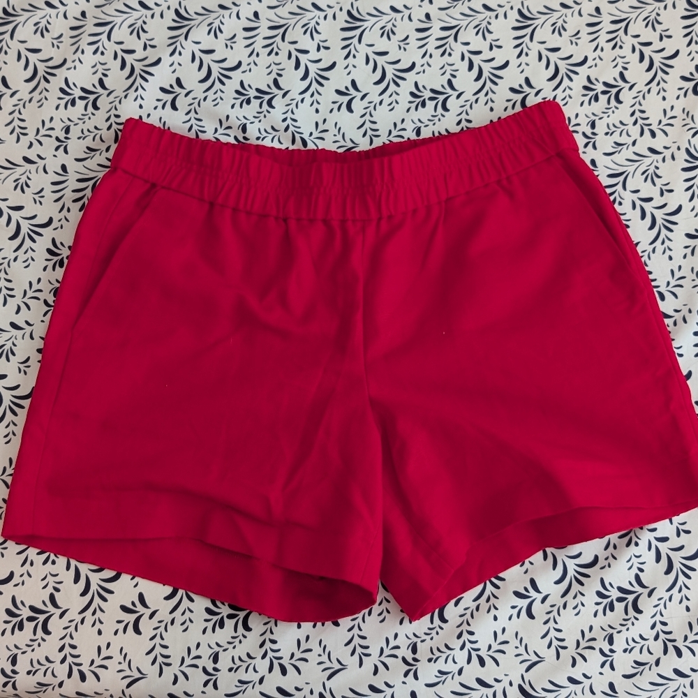 J Crew Red Pull On Shorts